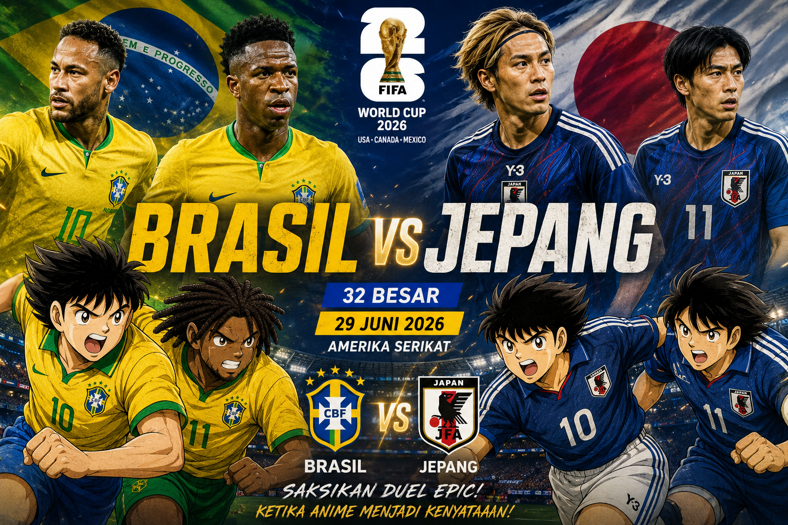 Brasil Vs Jepang di 32 Besar Piala Dunia 2026 Jadi Nyata, Fans Teringat Duel Ikonik Captain Tsubasa