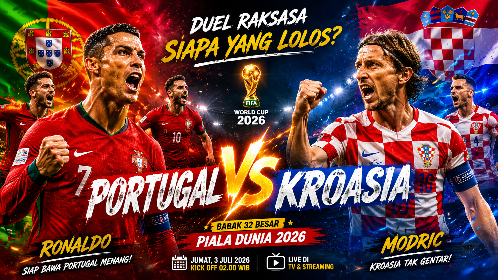 Portugal vs Kroasia: Duel Sengit Perebutkan Tiket 16 Besar
