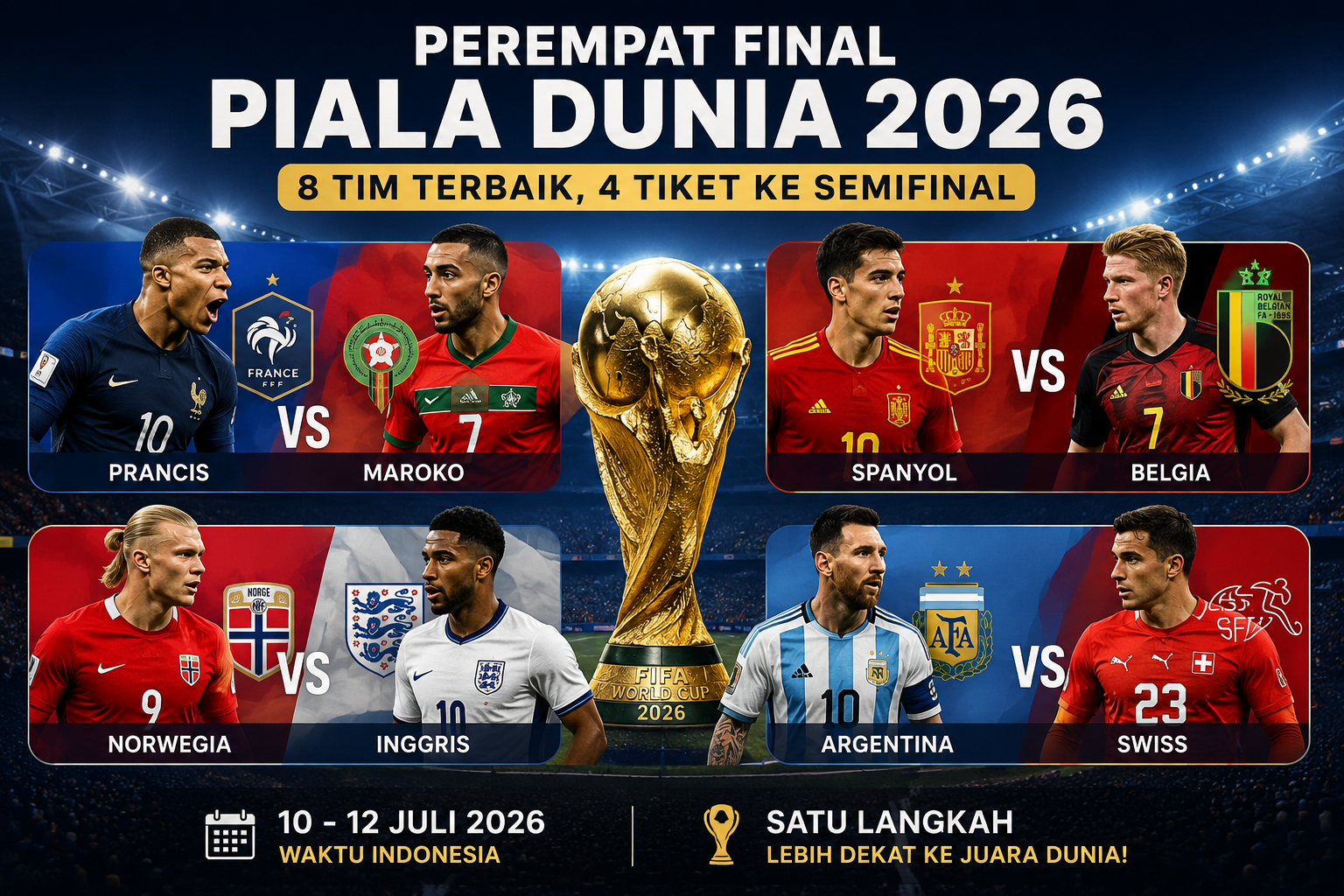 Perempat Final Piala Dunia 2026 Sajikan Empat Laga Panas